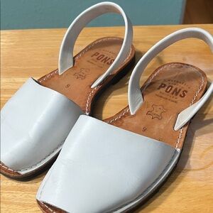 Pons White Leather Slingback Sandals - Women's